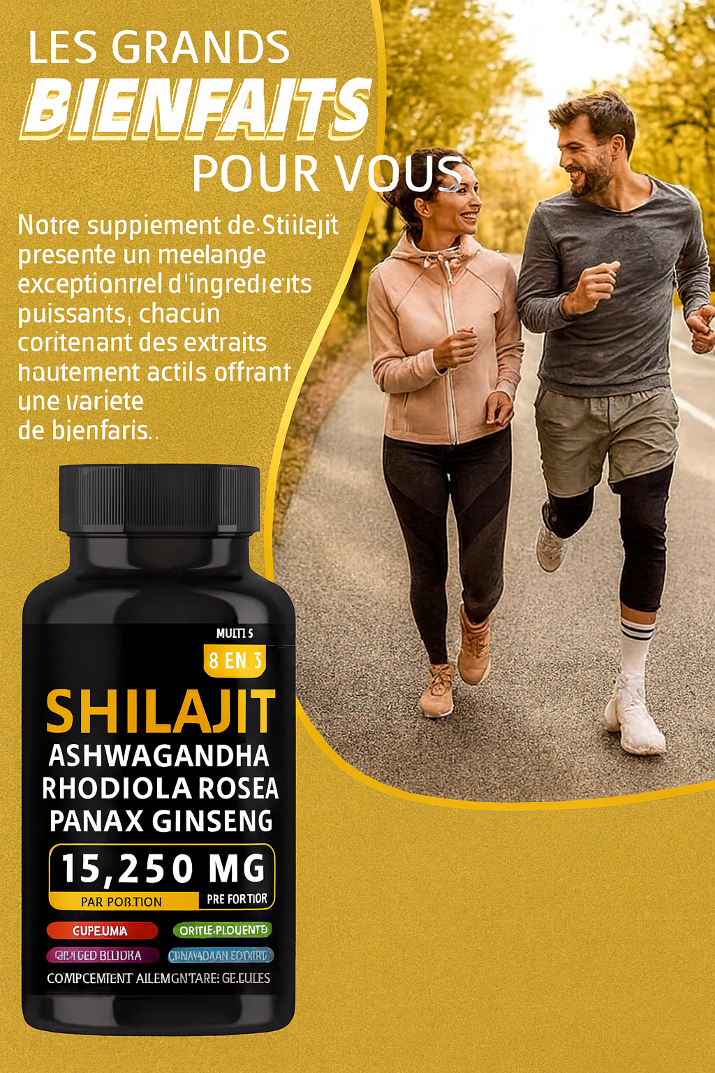 đ„ Shilajit Force+ â 8 en 1 - Ashwagandha & Ginseng pour personnes Actifs