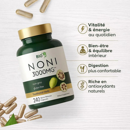 🌿 Noni Bio 3000 mg – Vitalité & Équilibre Naturel