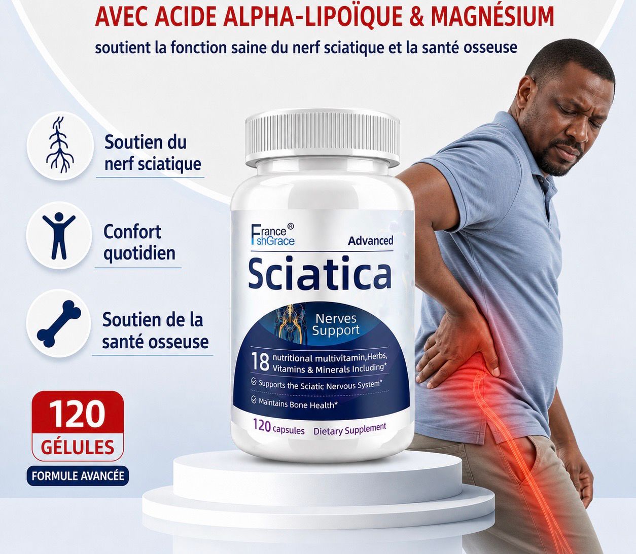 Sciatica – 120 gélules pour le soutien nerveux quotidien