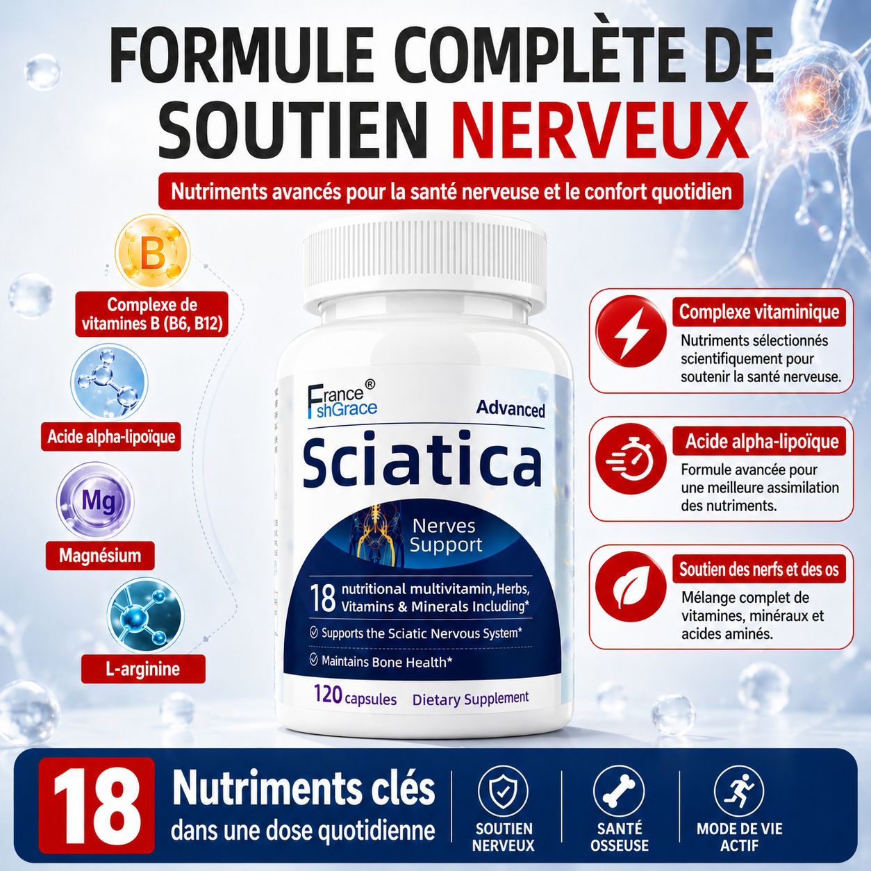 Sciatica – 120 gélules pour le soutien nerveux quotidien