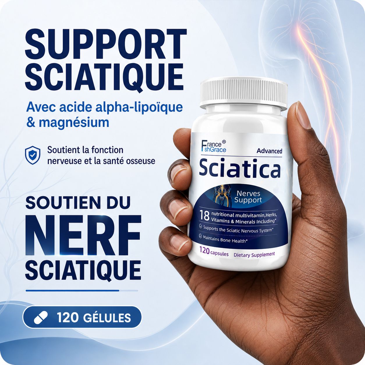 Sciatica – 120 gélules pour le soutien nerveux quotidien