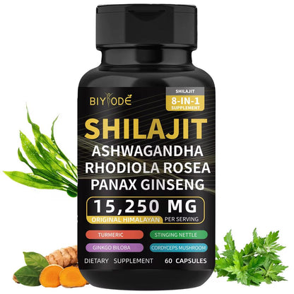 🔥 Shilajit Force+ – 8 en 1 - Ashwagandha & Ginseng pour personnes Actifs