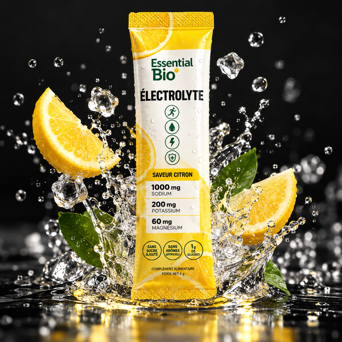 Essential Bio Électrolytes — 20 sticks saveur citron